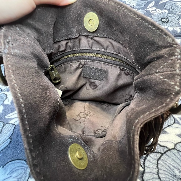 UGG Australia Vintage Fringed Suede Leather Brown Western Crossbody Bag - Picture 7 of 10